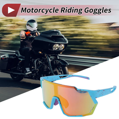 Motorcycle Riding Goggles Multicolour Blue with Red Dots UV400 for Motorcycle