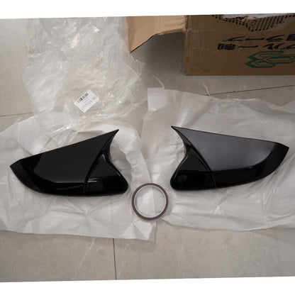2 x Glossy Black OX Horn Rear View Mirror Covers for Honda Civic (2016-2021)