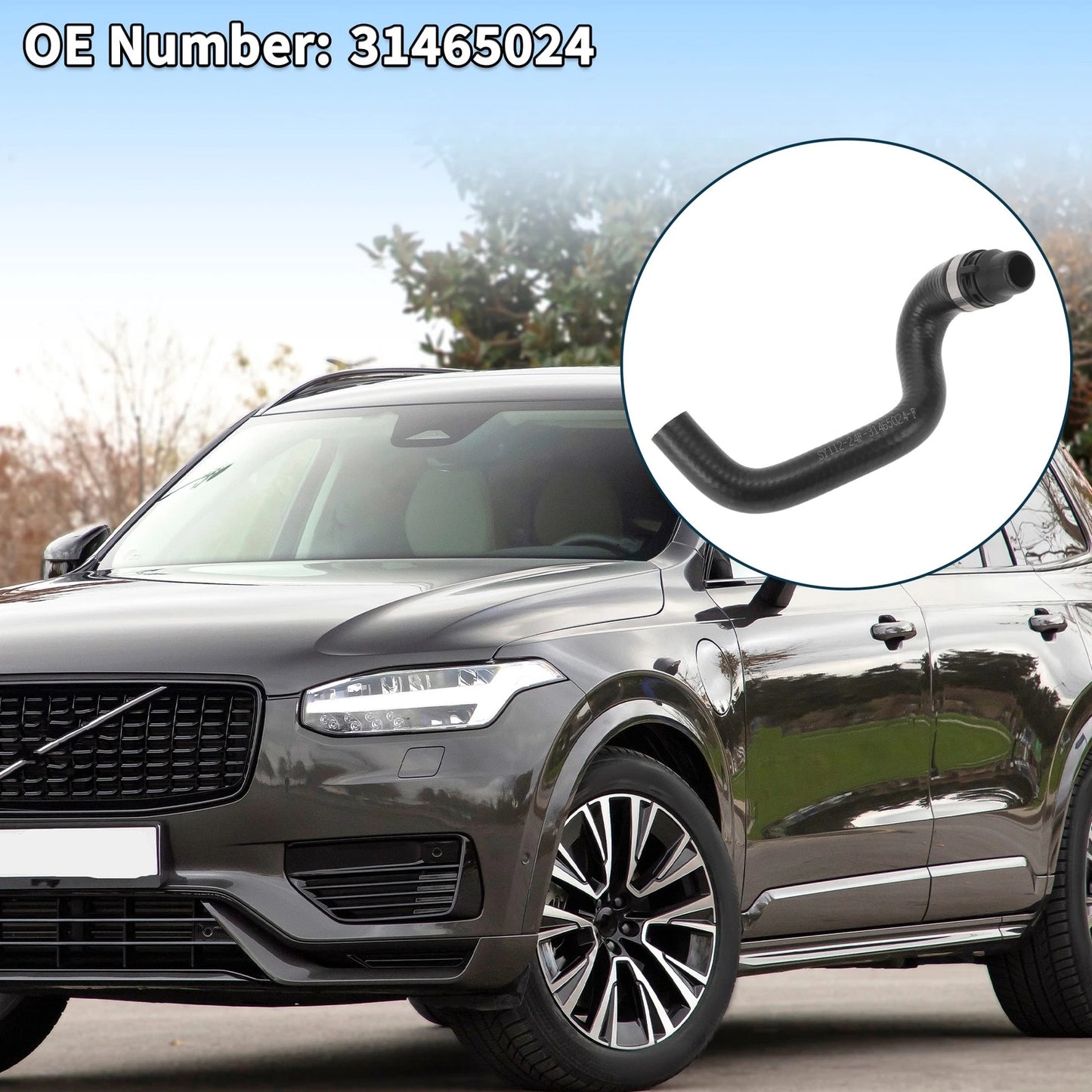 Radiator Hose Coolant Pipe for Volvo XC90 (2016-2022) Rubber Black 1 Pc