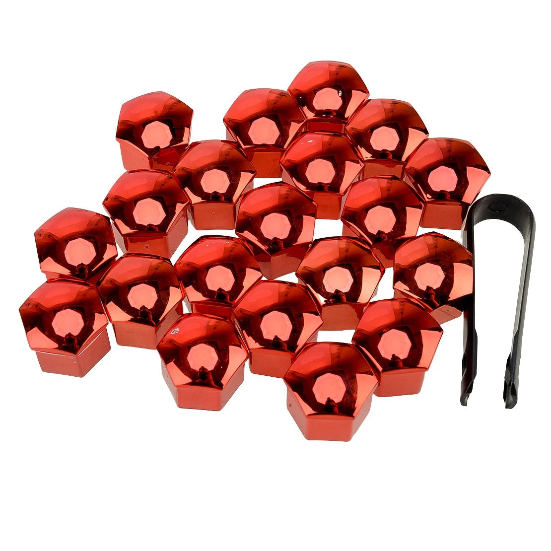 21mm Red Wheel Lug Nut Bolt Center Cover Caps & Tool for Car (Various Years)
