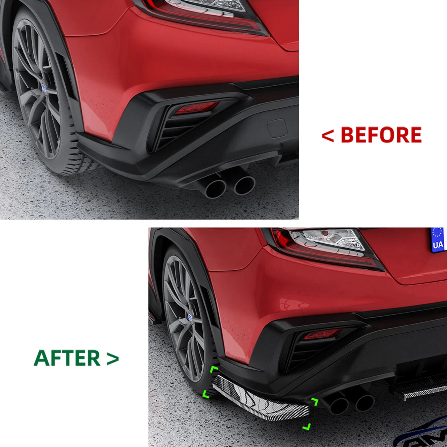 Rear Bumper Side Spoiler Air Vent Cover for Subaru WRX STI (2022-2025)