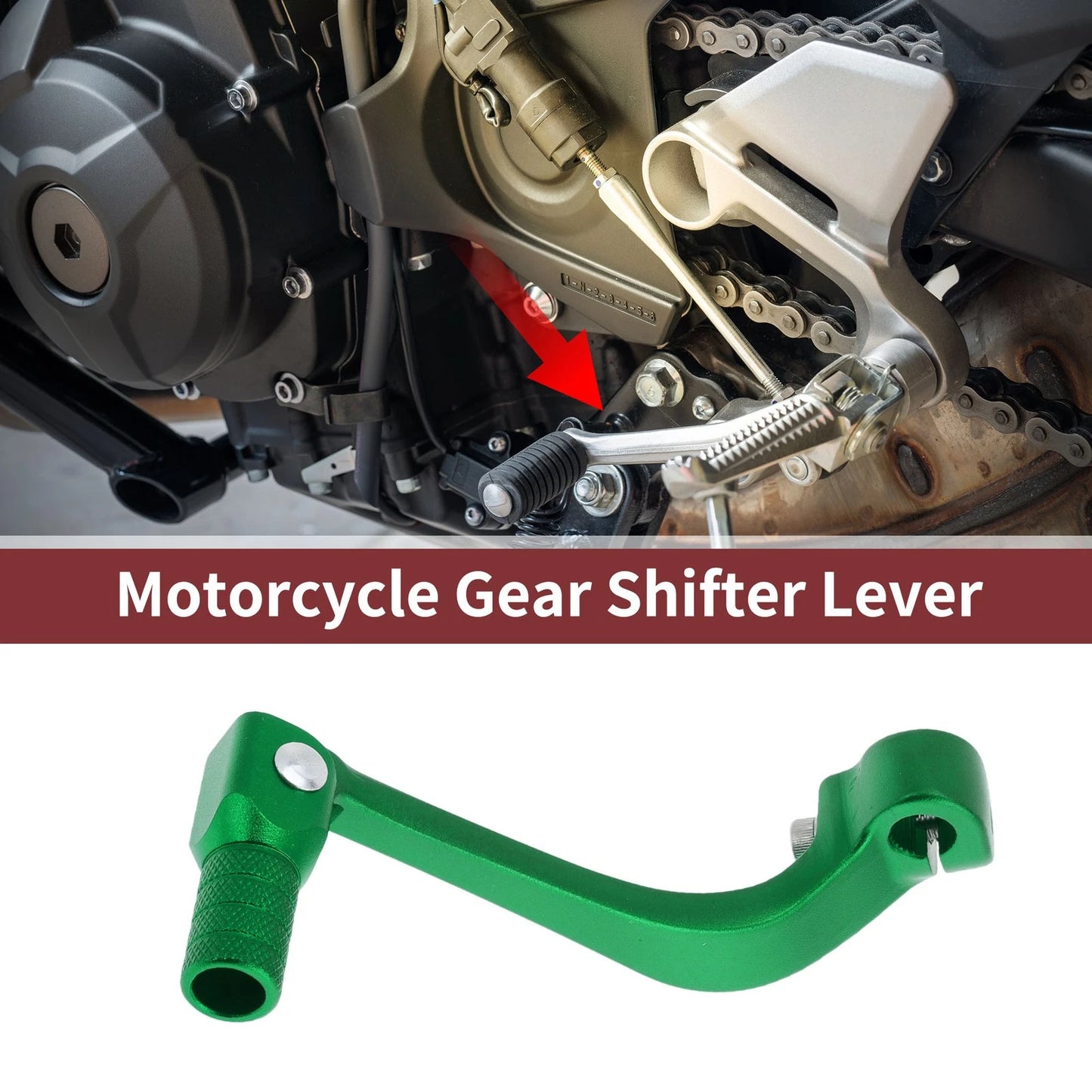 Folding Motorcycle Gear Shifter Lever Green for Honda CRF110F (2013–2018)