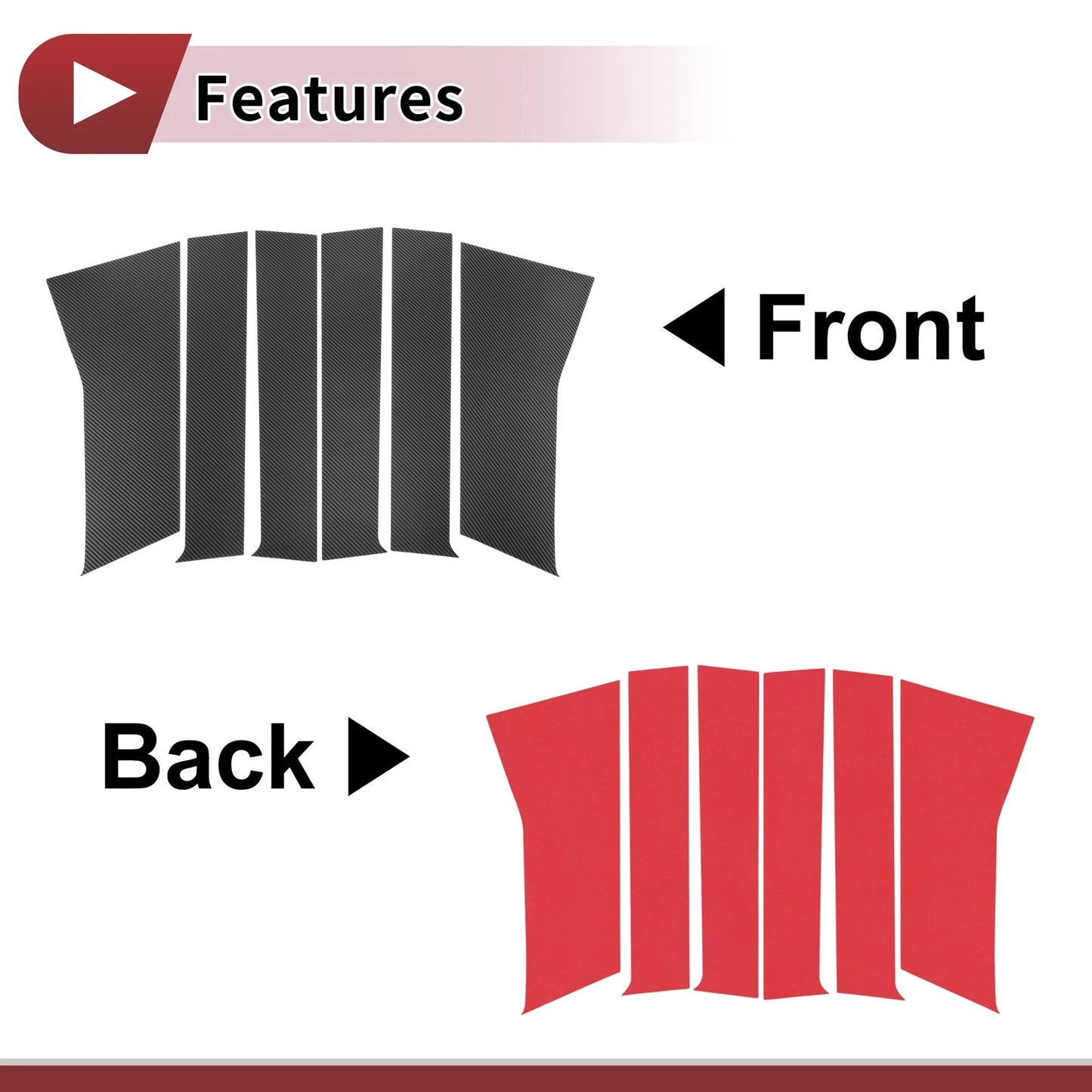 6 x Car Door Pillar Window Trim Carbon Fiber for Toyota Veloz (2022–2025)