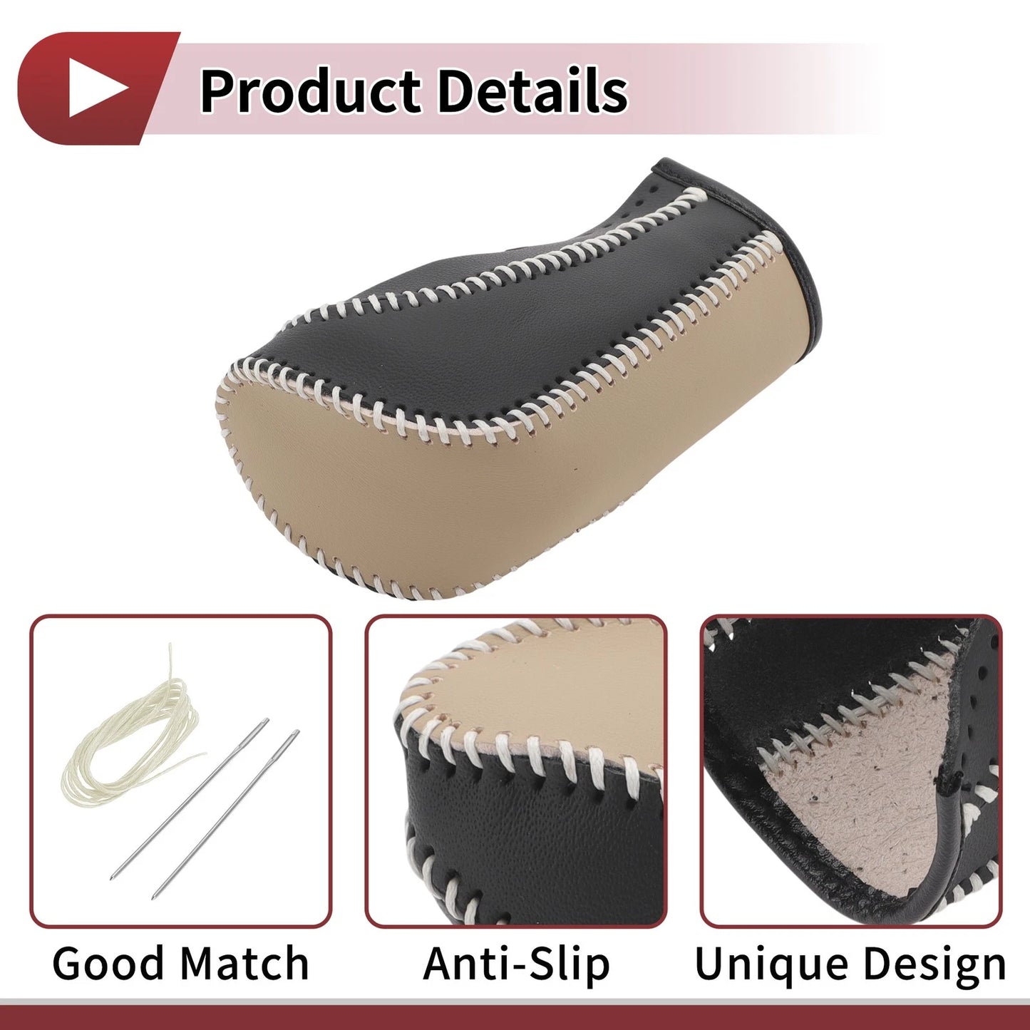 Car Gear Shift Knob Cover for Ford Fiesta (2011-2019) - Beige Faux Leather