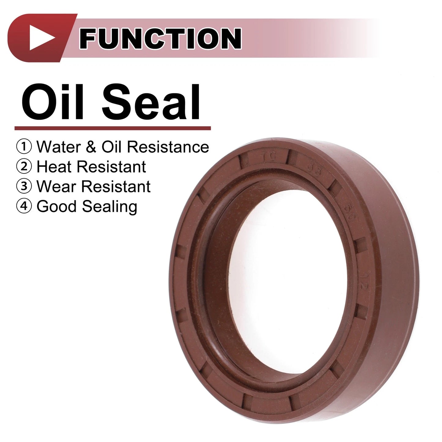 Oil Seal Rotary Shaft Seal FKM 35x50x12mm Brown 2 x Pcs