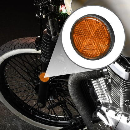 4pcs Reflector 1.73x0.31in Universal Round Motorcycle Bike Orange