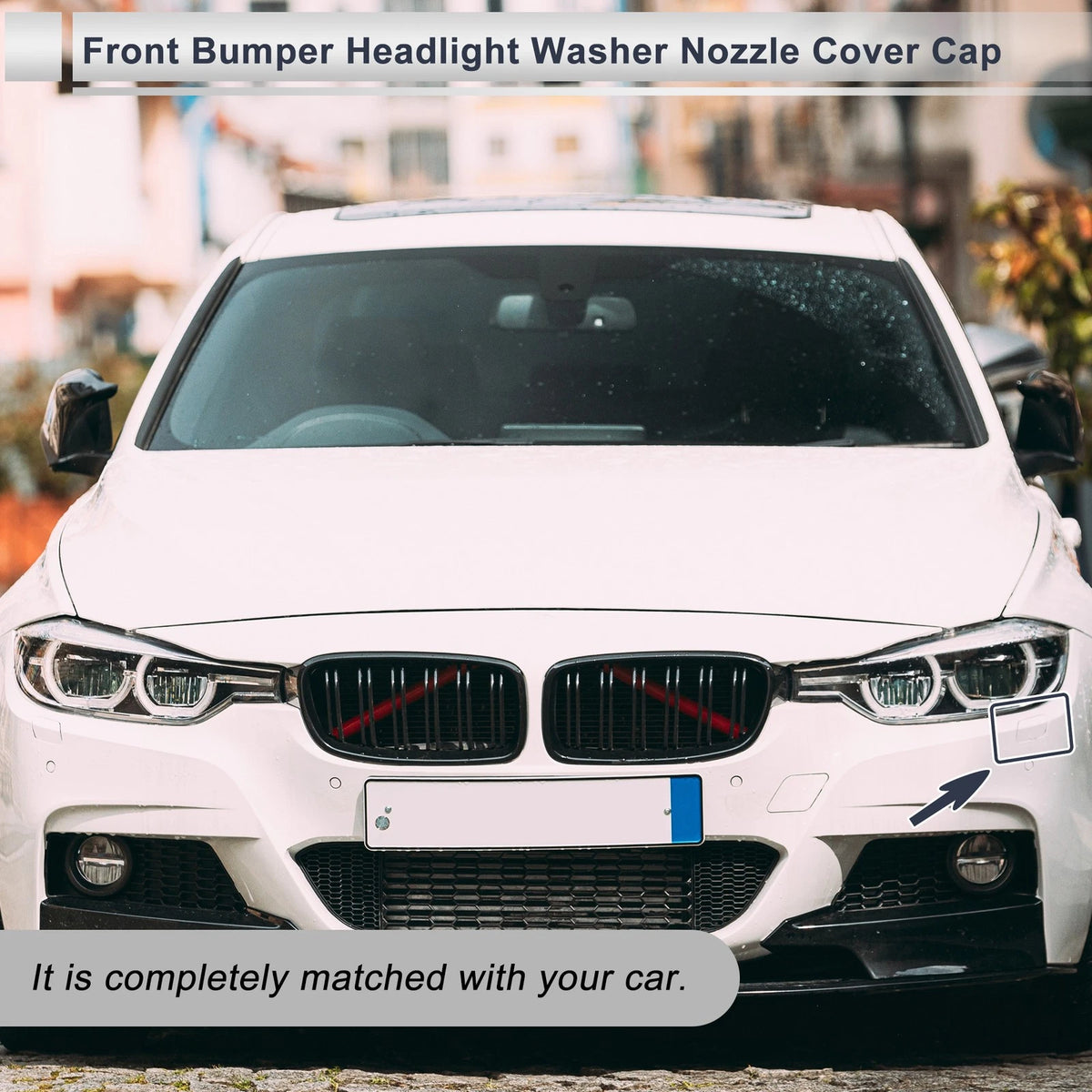 Front Right Bumper Headlight Washer Nozzle Cover Cap for BMW 320i Blue