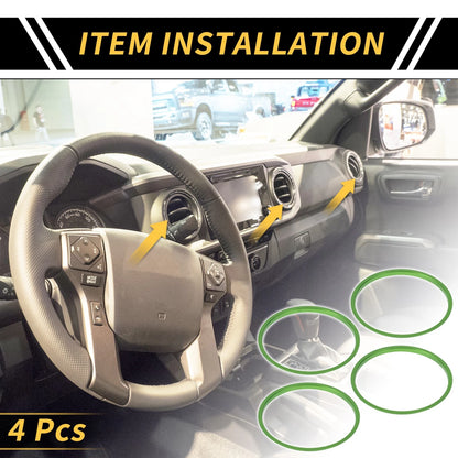 AC Vent Dashboard Decoration Rings for Toyota Tacoma (2016-2021) - 4 Pcs Green