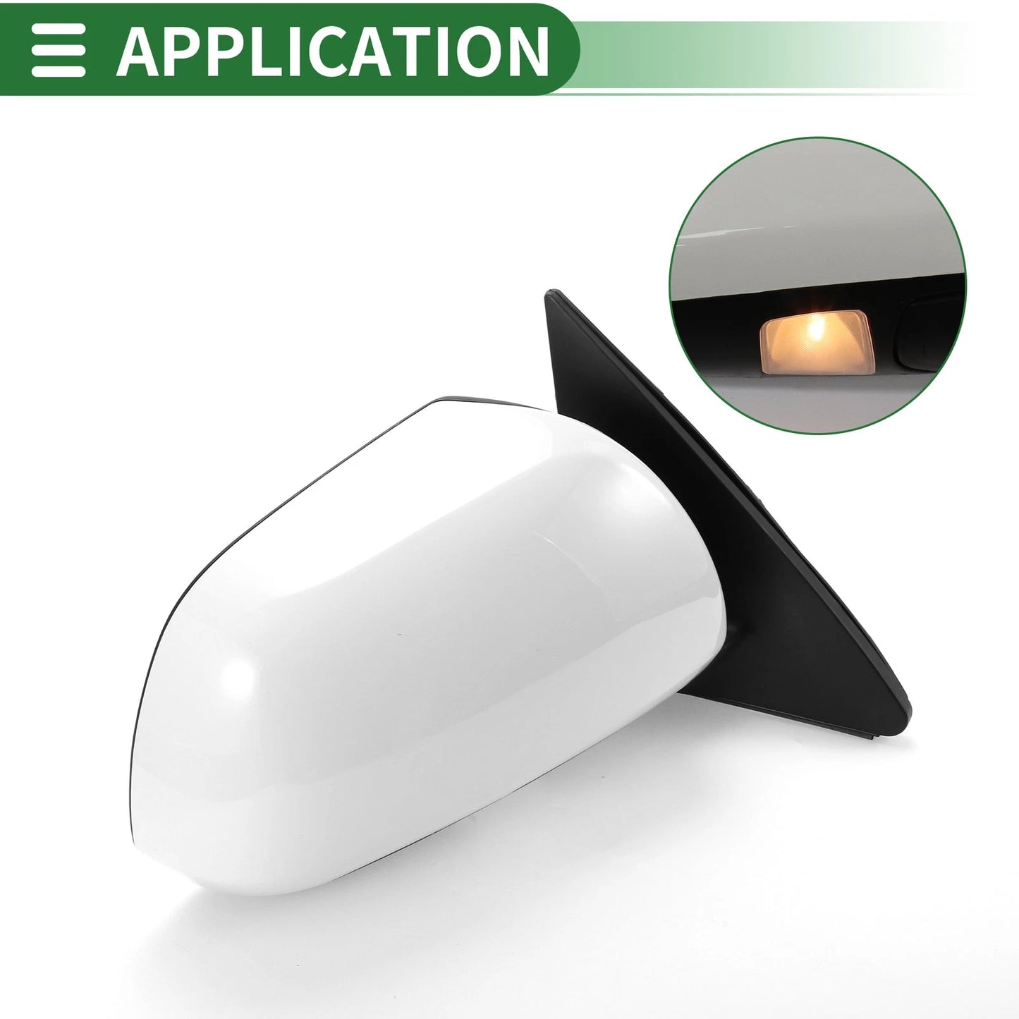 Right Side Door Mirror Manual Folding White for Toyota Highlander (2008-2013)