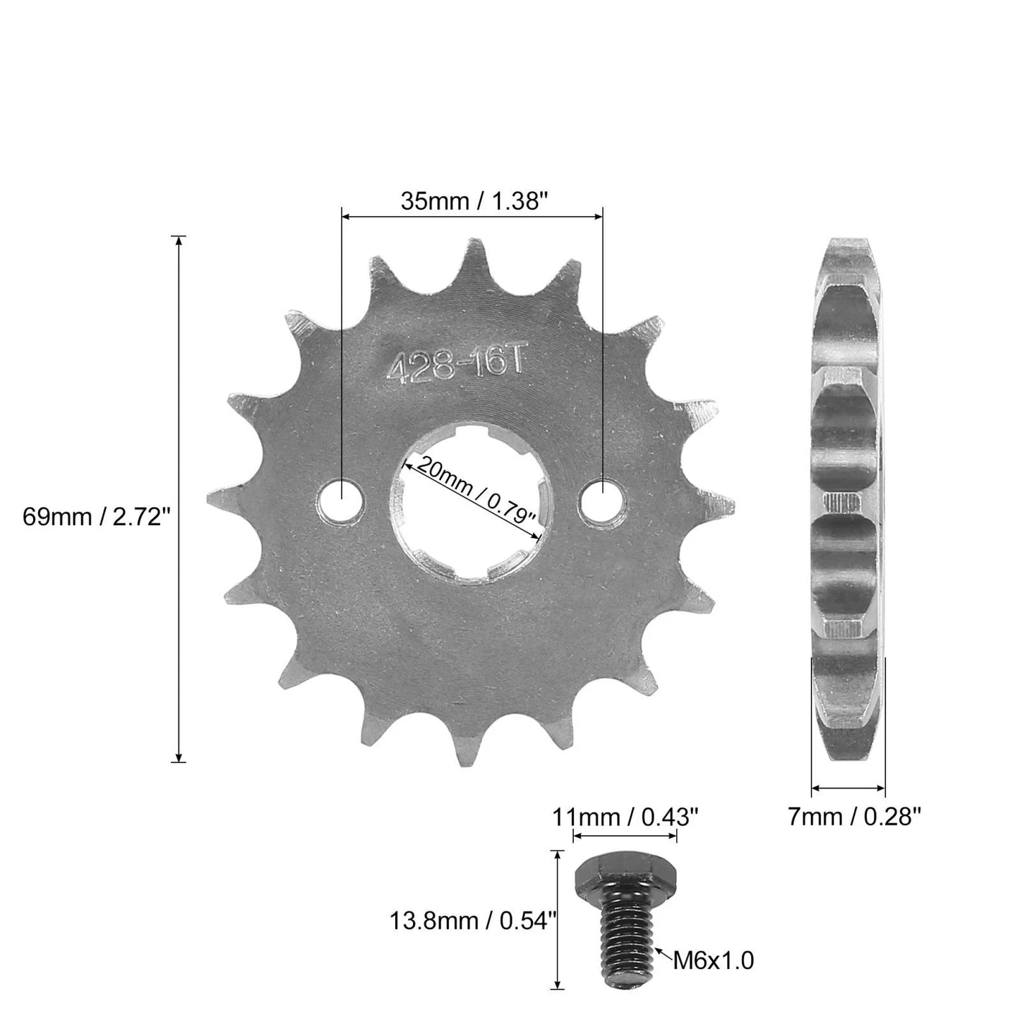 16T 20mm Front Engine Sprocket Titanium Tone for Motorcycle ATV UTV