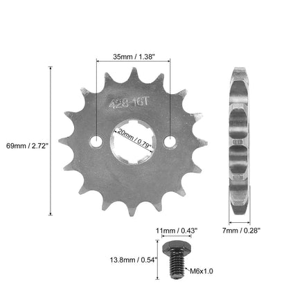 16T 20mm Front Engine Sprocket Titanium Tone for Motorcycle ATV UTV