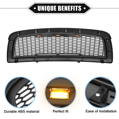 Front Grille Assembly with LED Lights for Dodge Ram 3500 Matte Black (2010)