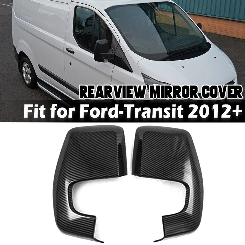 Carbon Look Door Wing Mirror Cover Caps for 2012+ Ford Transit Custom Van (2012)