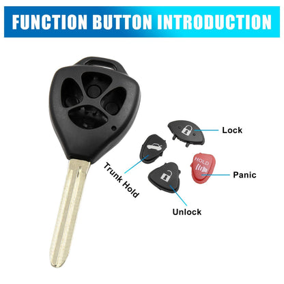 Uncut Key Fob Shell Case for Toyota 4Runner 2010-2016 (2 x Key Buttons)