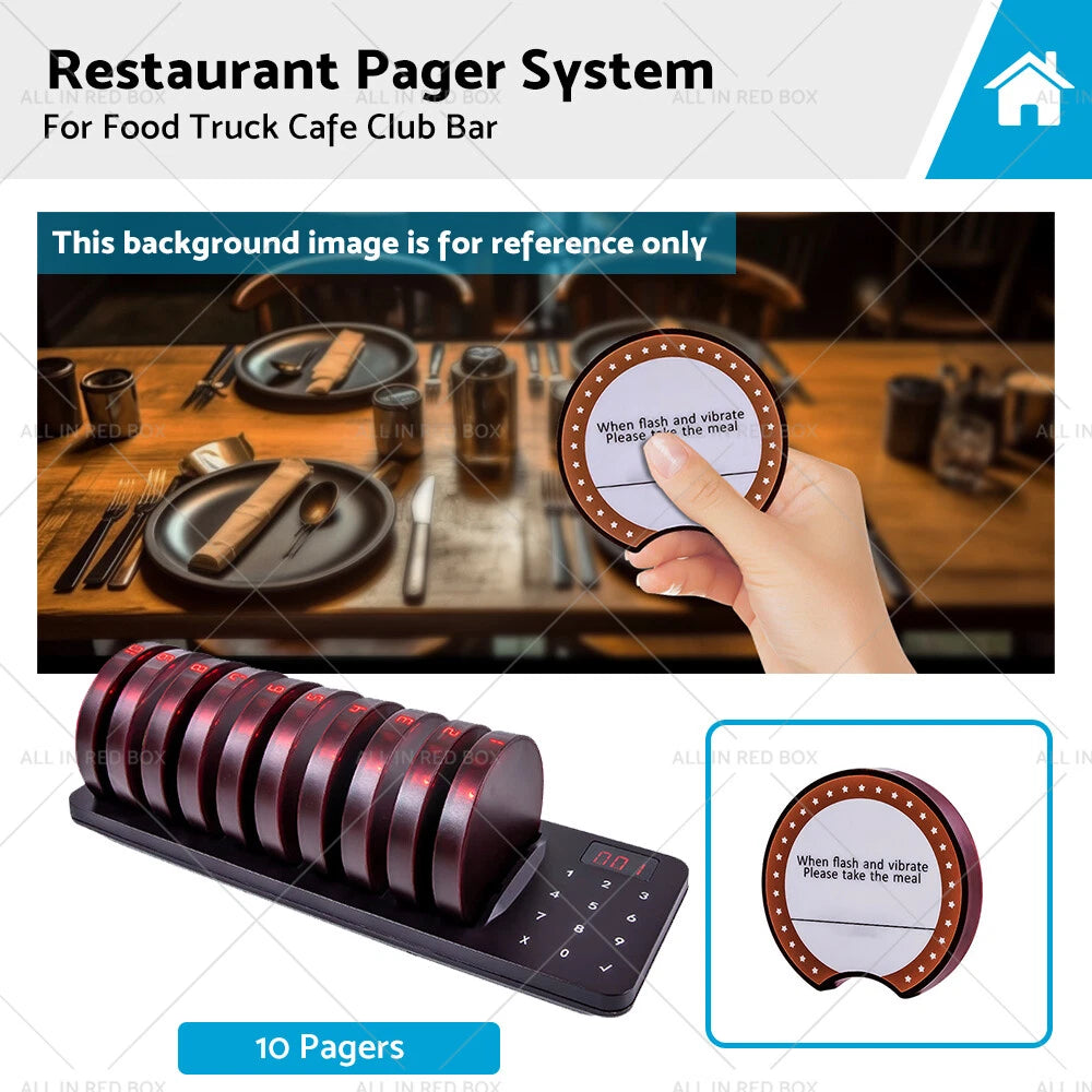 10 x Wireless Restaurant Pager System for Food Truck Cafe Club AU