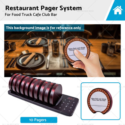 10 x Wireless Restaurant Pager System for Food Truck Cafe Club AU