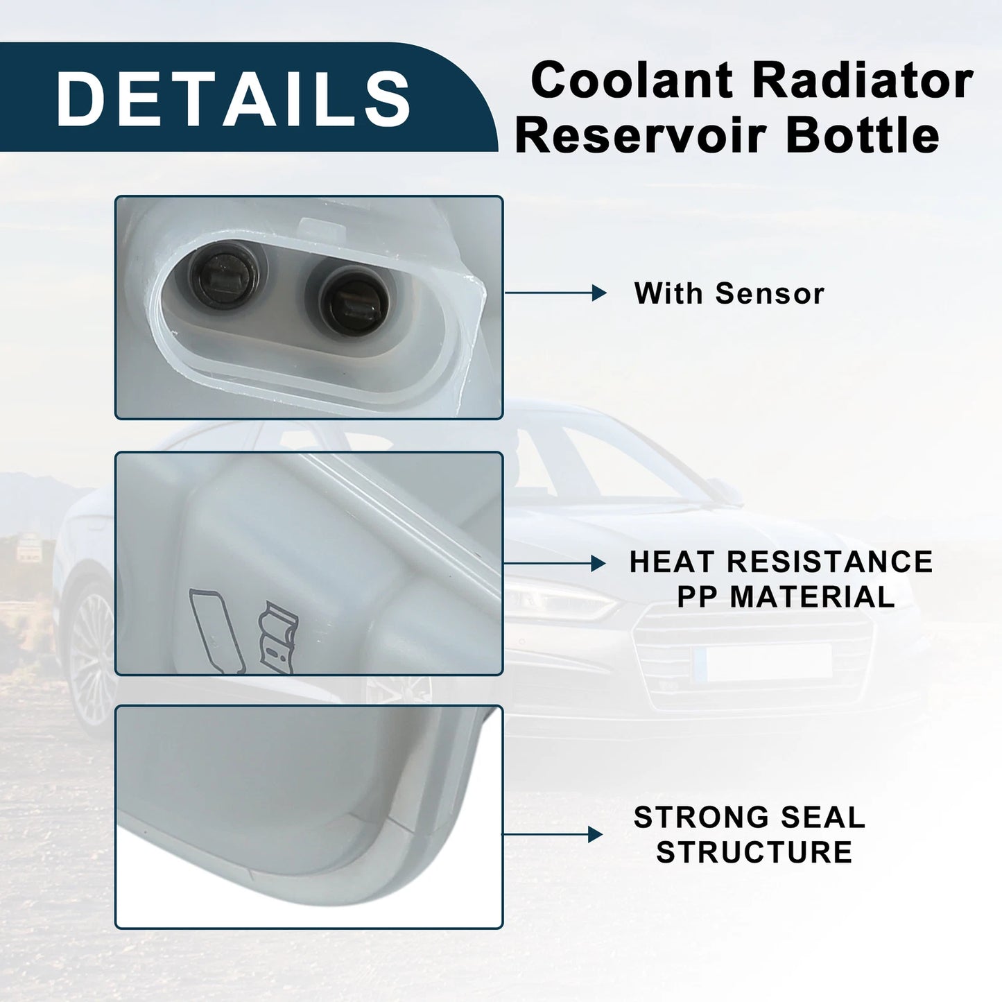 Coolant Expansion Overflow Tank with Sensor for Audi S5 (07-12)