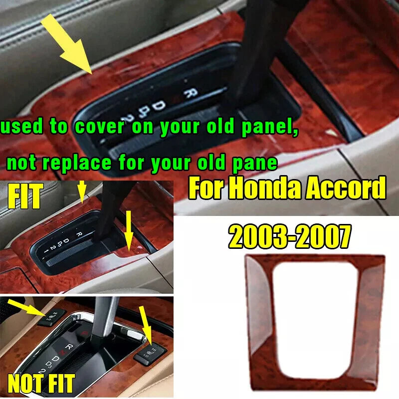 Wood Grain Gear Shift Panel Cover Trim for Honda Accord (2003–2007)