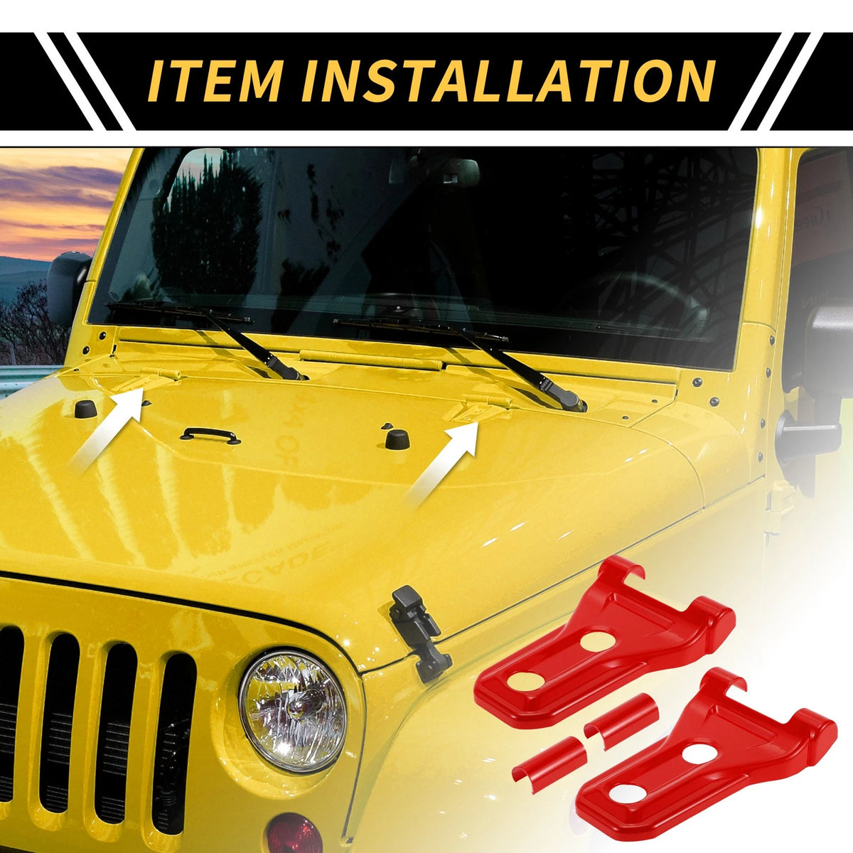 Red Front Engine Hood Hinge Cover Trim for Jeep Wrangler JL JLU (2018-2024)