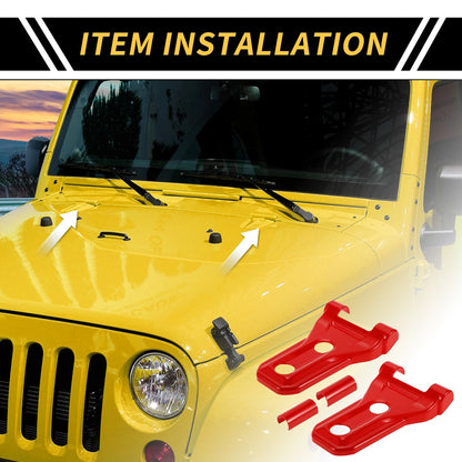Red Front Engine Hood Hinge Cover Trim for Jeep Wrangler JL JLU (2018-2024)