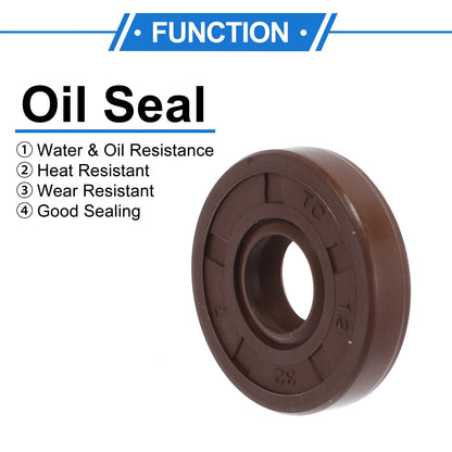Oil Seal 12x32x7mm 2 x Seal Ring Rotary Shaft Seal FKM Brown for Car