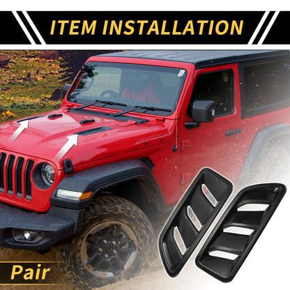 Front Hood Air Outlet Vent Cover for Jeep JL JLU Gladiator (2018-2024) Black