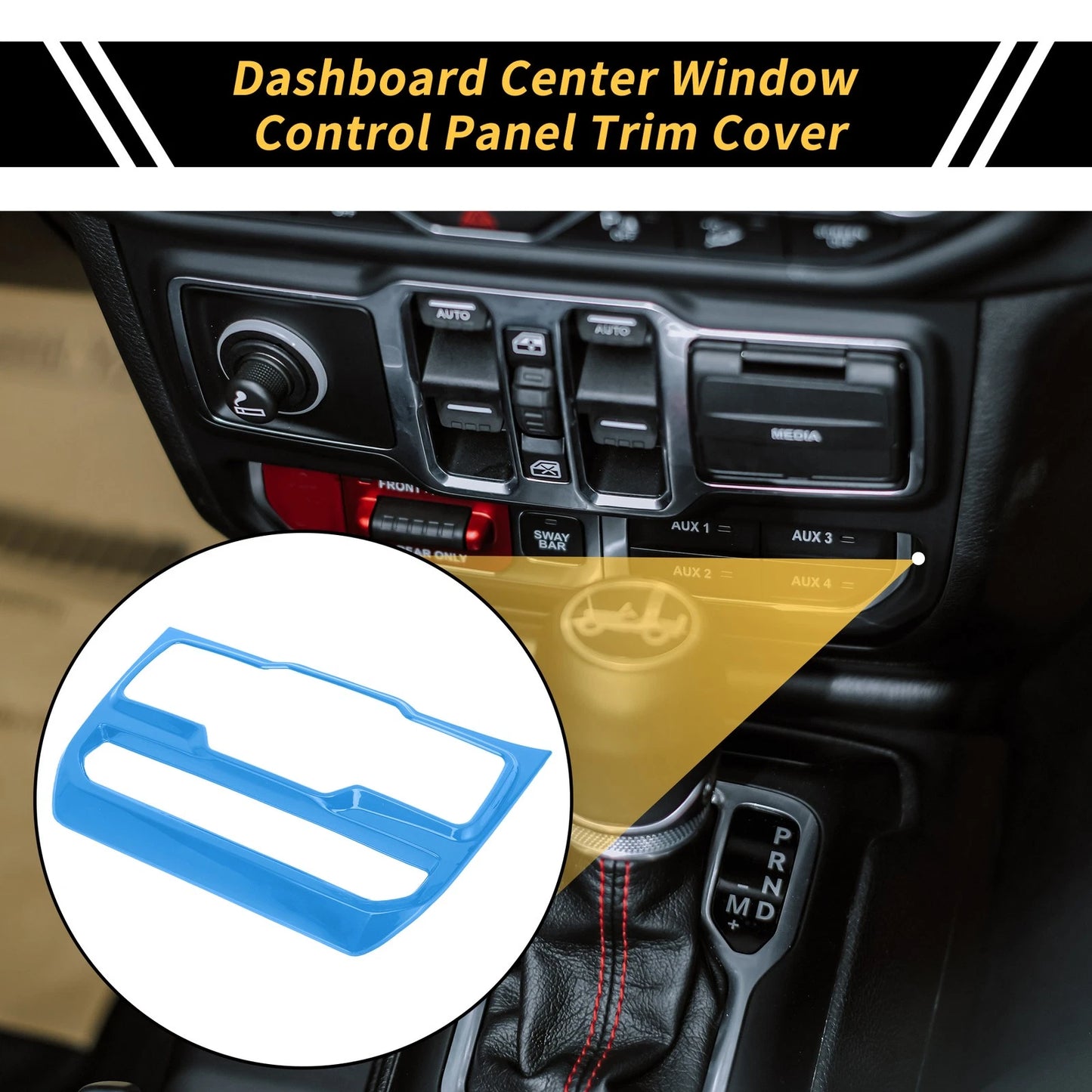 Light Blue Dashboard Center Control Panel Cover for Jeep Wrangler (2018-2023)