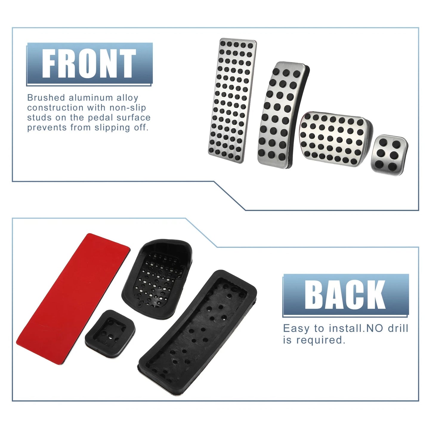 4 Pcs Accelerator & Brake Pedal Covers for Mercedes-Benz CLA180 (2015)