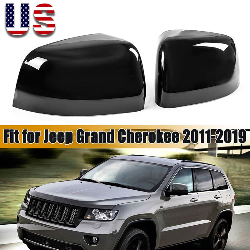 Gloss Black Rear View Mirror Cover Caps for Jeep Grand Cherokee, Dodge Durango