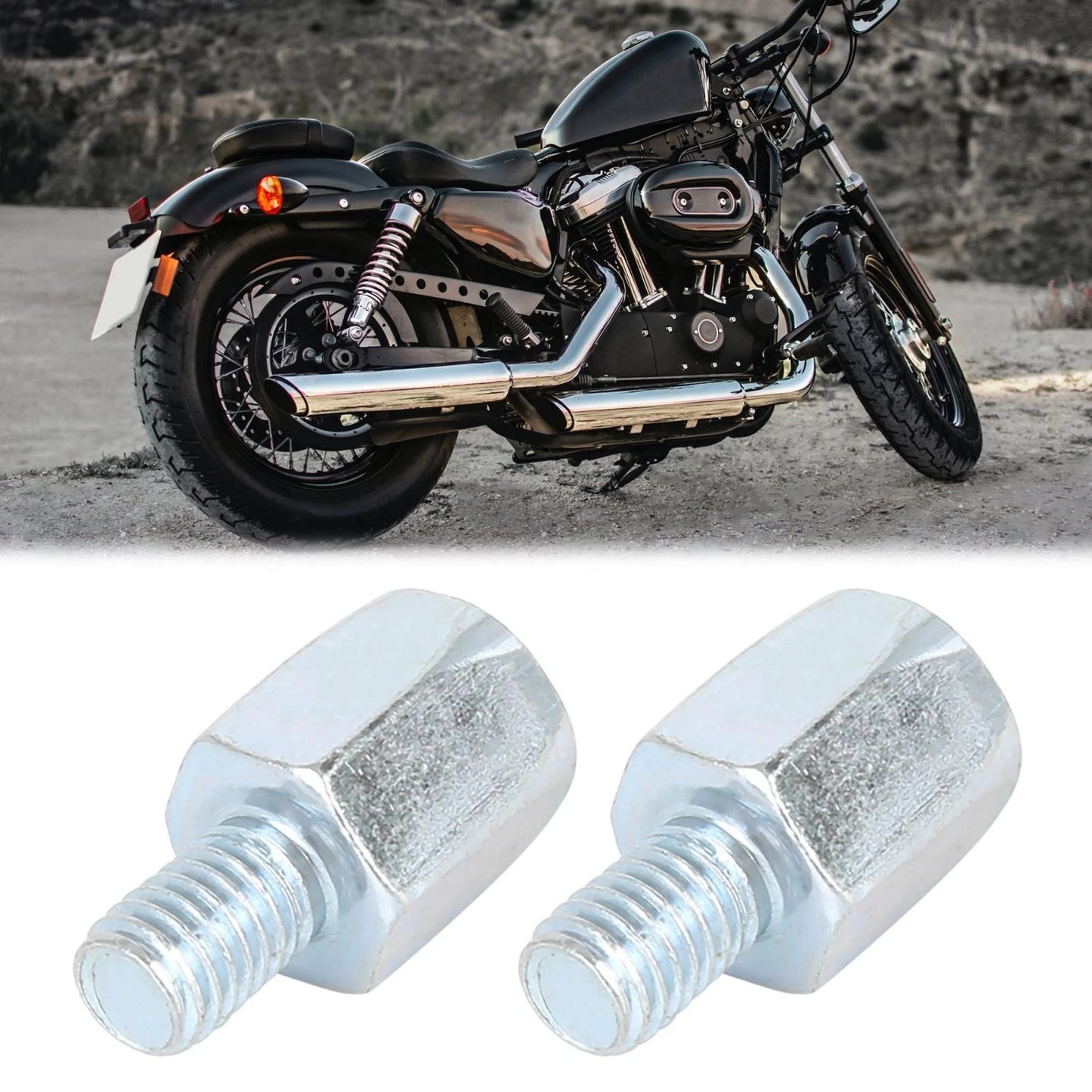 2 x 8mm RH to LH Rearview Mirrors Adapter Silver Tone for Motorcycle Bike