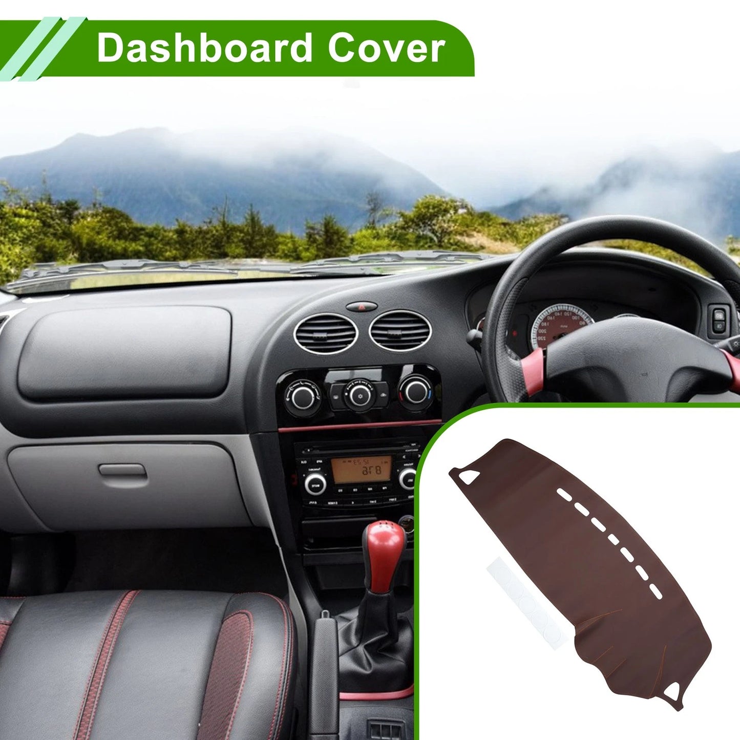 Dashboard Cover Mat for Mitsubishi Lancer (2008-2017) Brown