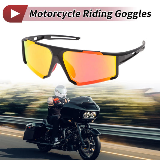 1 Pc Motorcycle Riding Goggles Red Lens Black Frame Tri-acetel Cellulose for Motorcycle