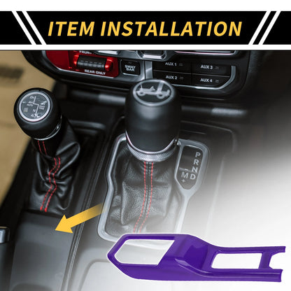 4WD Gear Shift Panel Cover for Jeep Wrangler JL JLU 2018-2024 - Purple Trim