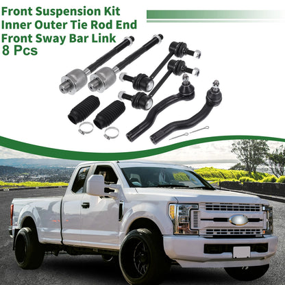 8pcs Front Suspension Kit Tie Rod Ends with Boots for Ford Edge (2007-2014)