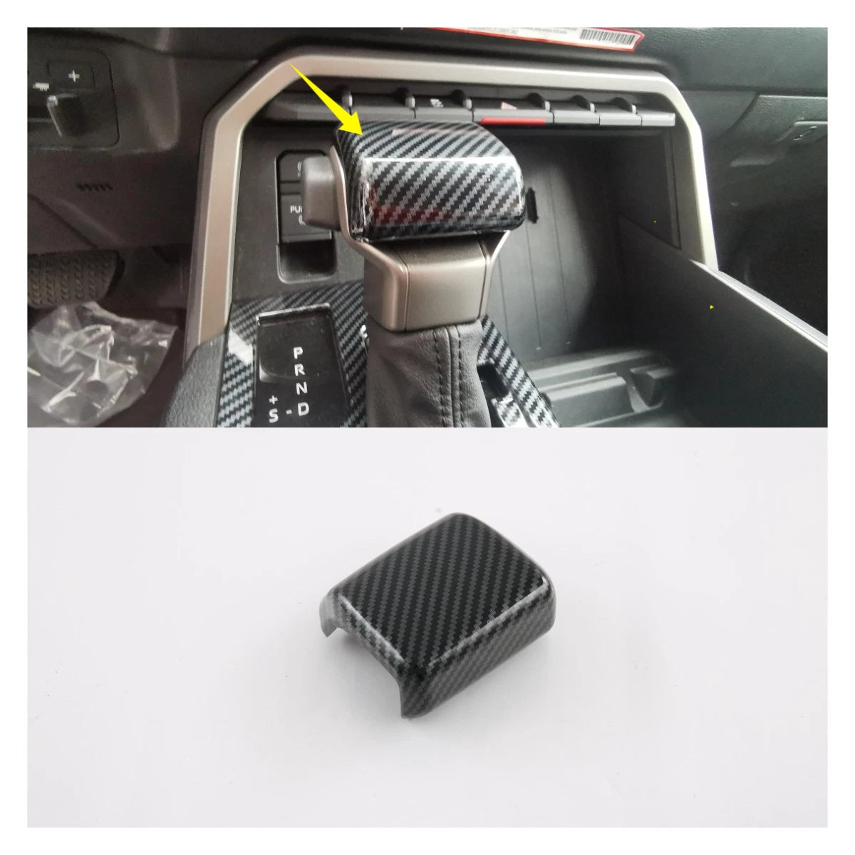 Carbon Fiber Gear Shift Knob Lid Frame Cover for 2022-2023 Toyota Tundra