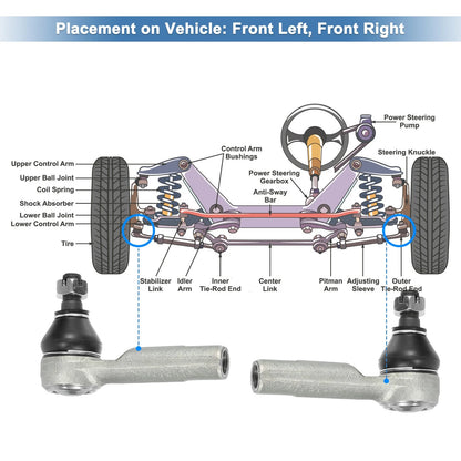 Front Outer Tie Rod End Links for Nissan Altima