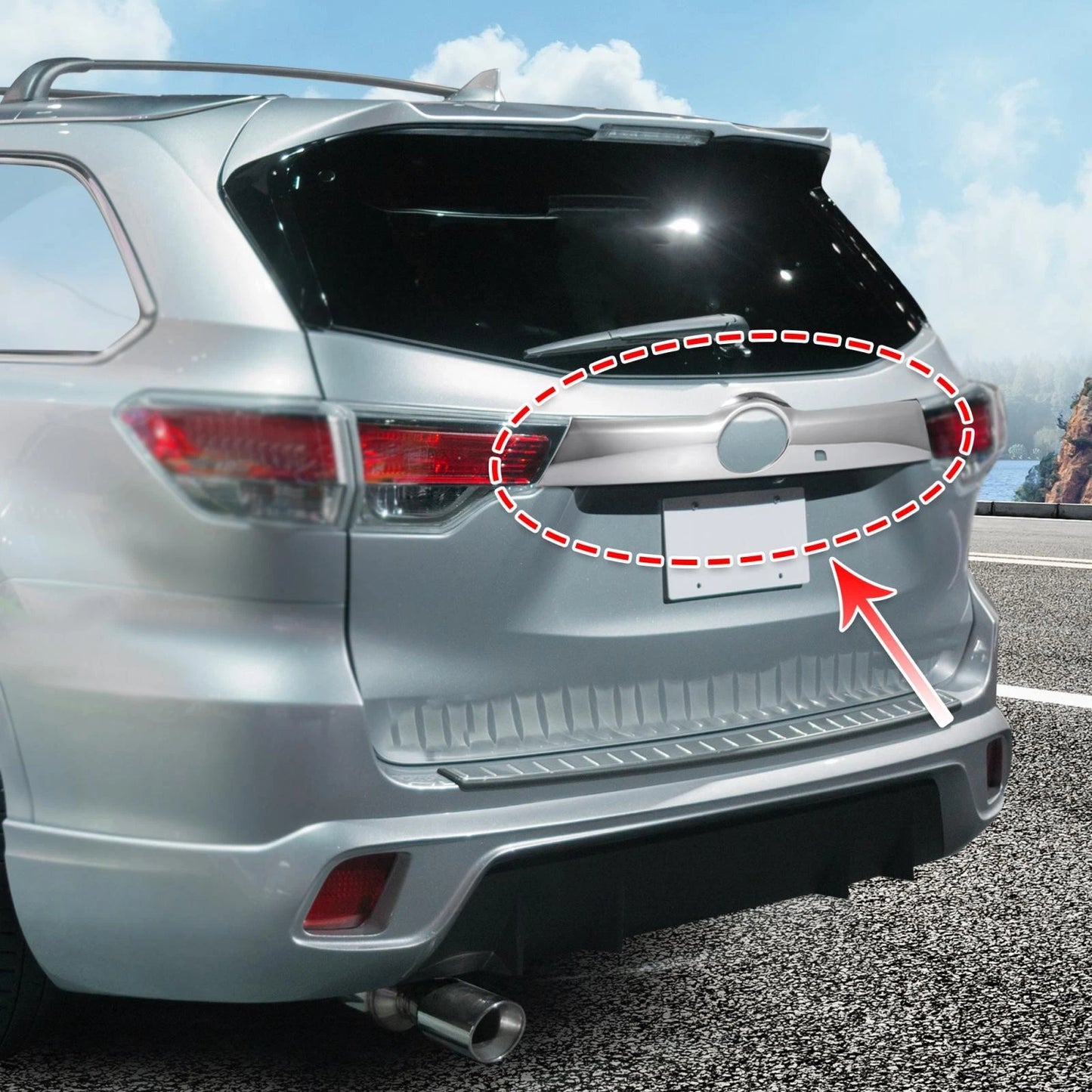Chrome Plated ABS Trunk Cover Trim Tailgate for Toyota Highlander (2014–2018)