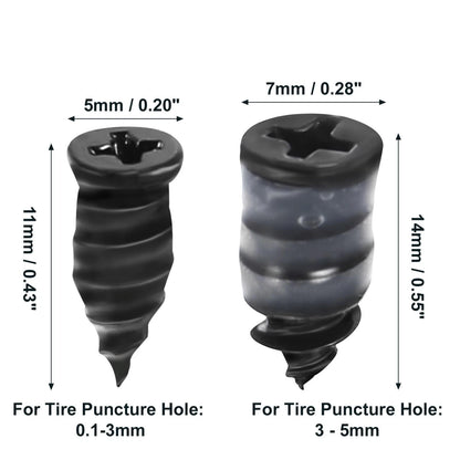 60 Pcs Tire Repair Rubber Nail Fast Tool for Car Motorcycle Storage Box