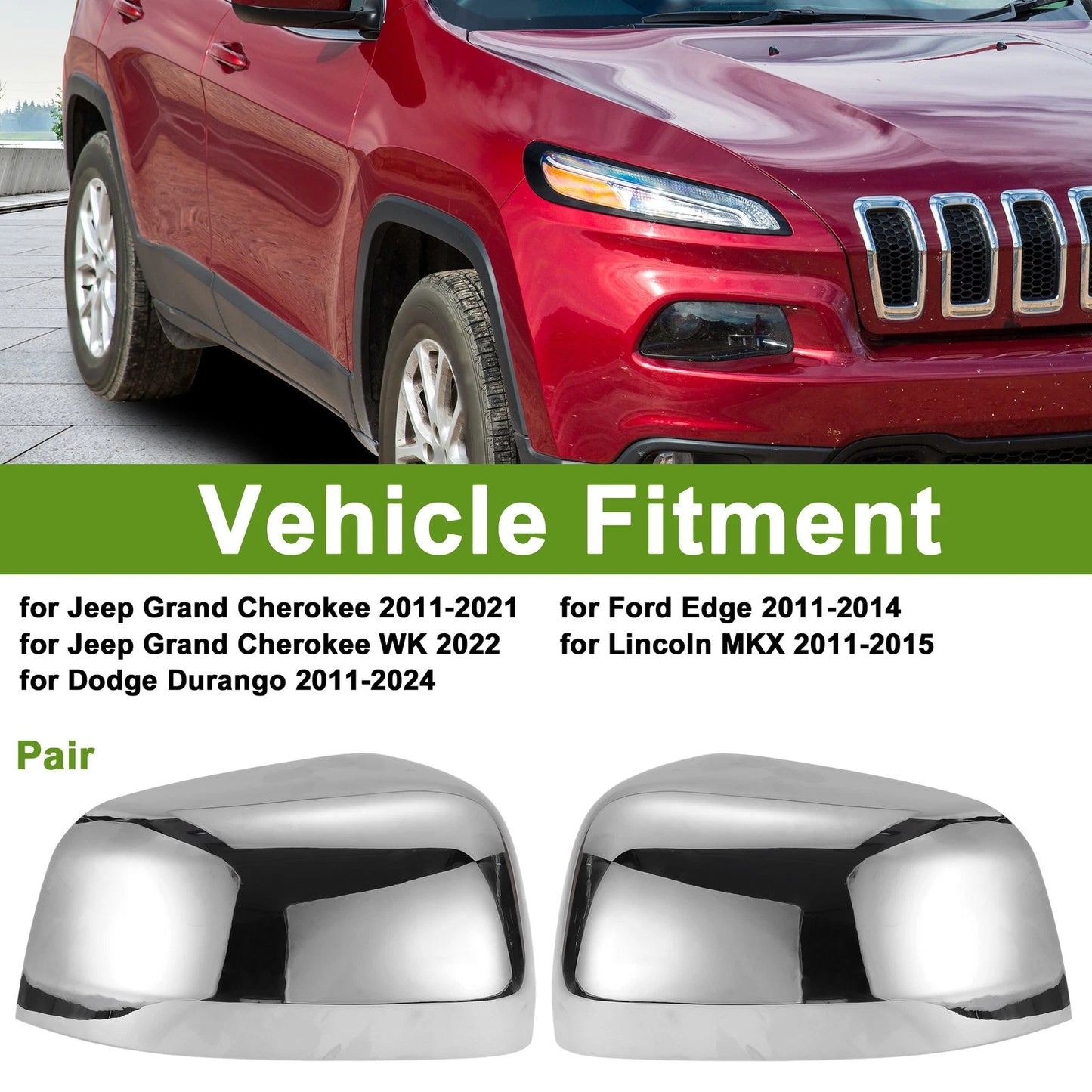 1 Pair Mirror Cover Cap Replacement for Jeep Grand Cherokee (2011 - 2021)