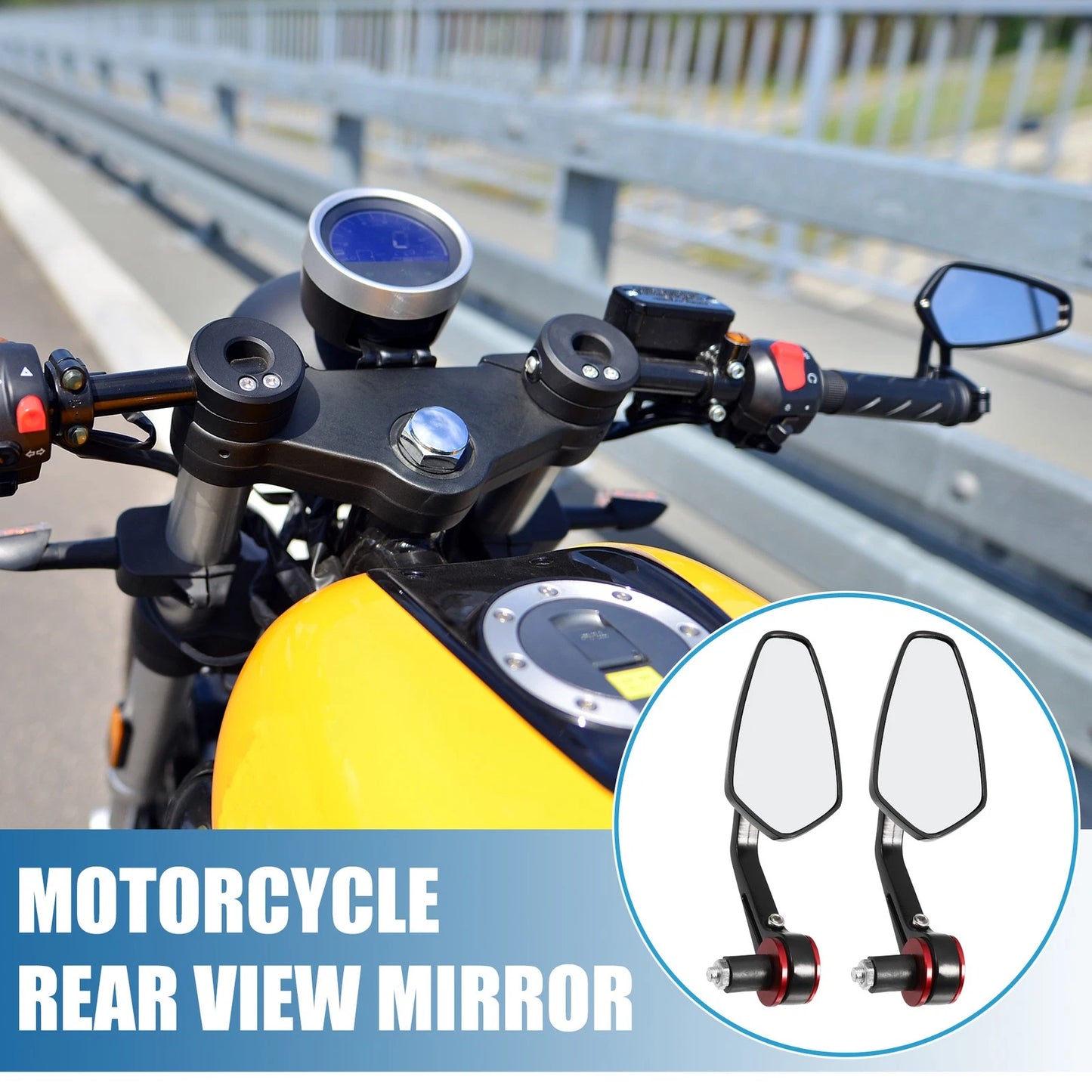 Handlebar Rearview Mirror Clear Lens Red 1 Pair for Motorcycle