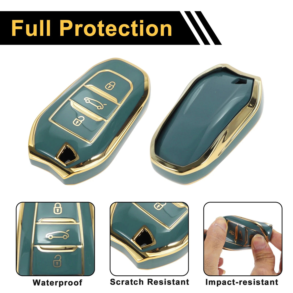Gray Gold TPU Silicone Key Case for Peugeot 308 (2007-2014)