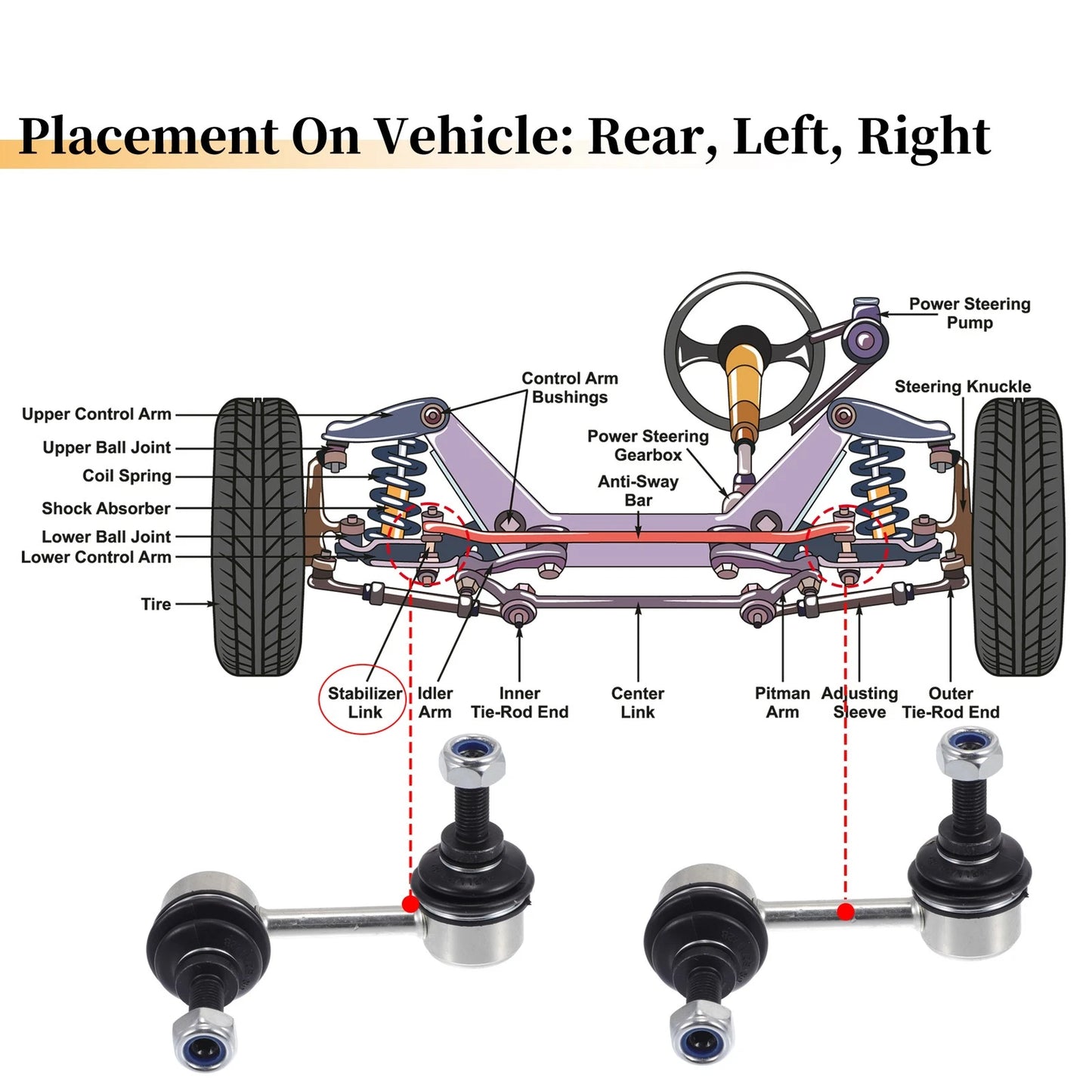 Rear Stabiliser Sway Bar Link for Jeep Patriot (2007 - 2009)
 Rear Stabiliser Sway Bar Link for Jeep Compass (2007 - 2012)