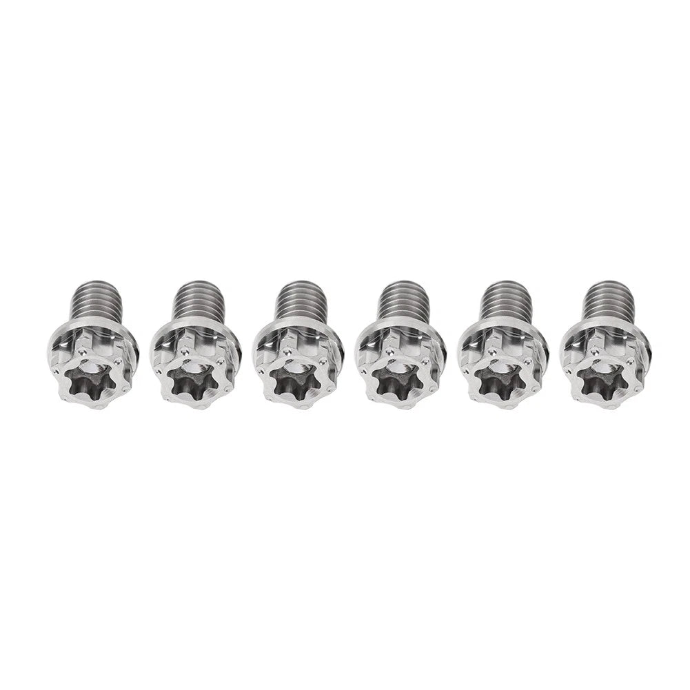 6pcs M6x10mm Titanium Torx Head Flange Screws for Motor Bike/Bicycle