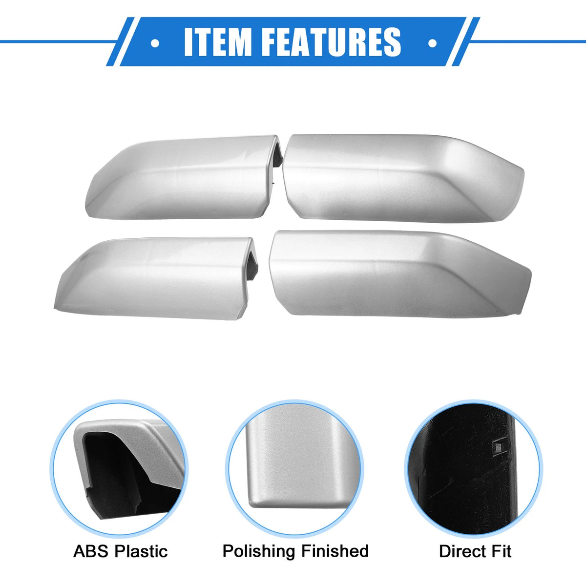 4 x Roof Rack Side Rail End Covers for Toyota 4Runner (2010-2022) Silver Tone