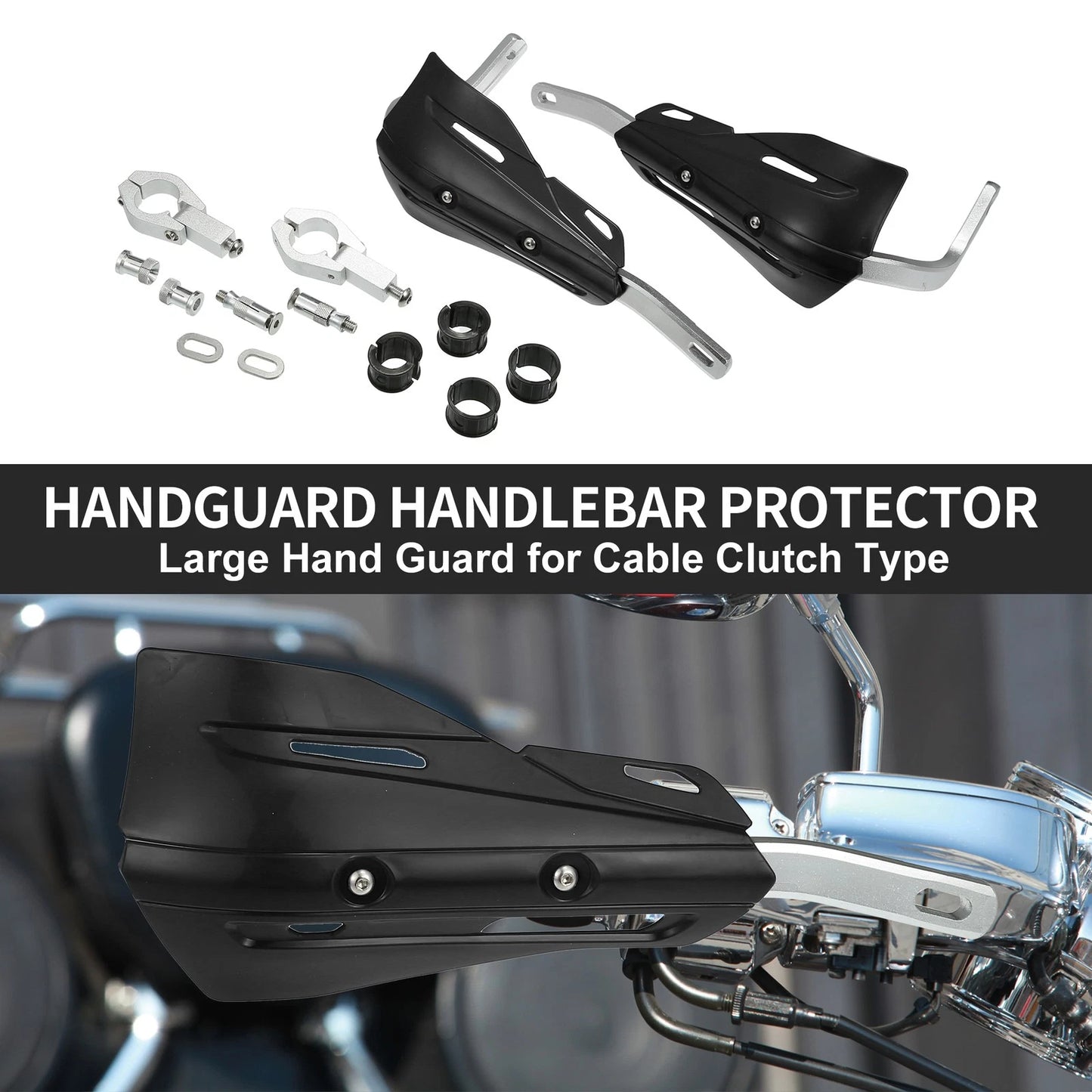Set Universal Coffin Cut Large Handlebar Hand Guards for Motorcycle
