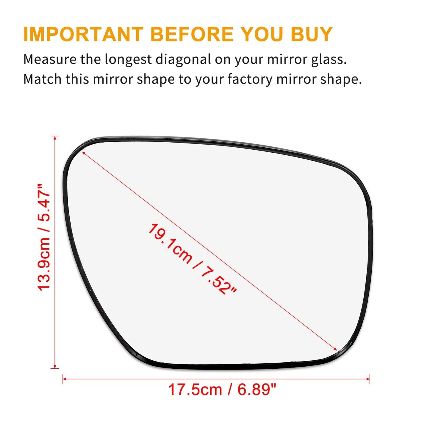 Heated Right Side Mirror Glass for Mazda 5, CX-7, CX-9 (2006-2015)