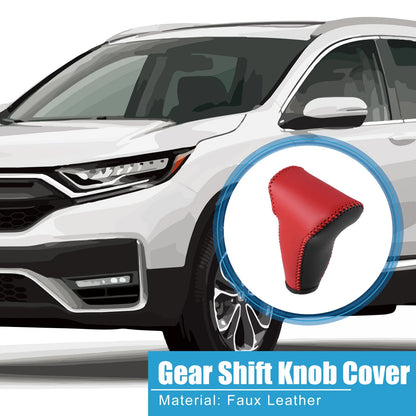 Gear Shift Lever Cover for Honda CR-V (2017-2022) Black Red Faux Leather