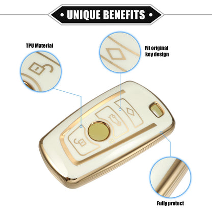 4 x Button Key Fob Shell Cover with Keychain for BMW X1 X2 X3 X5 X6 (2010-2023)