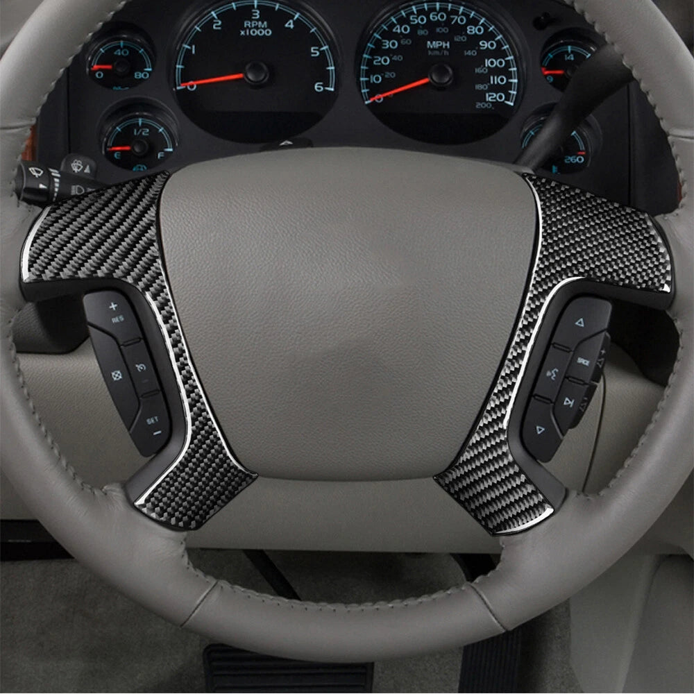 Carbon Fiber Steering Wheel Cover Trim for Chevrolet Tahoe GMC Yukon (2007-2014)