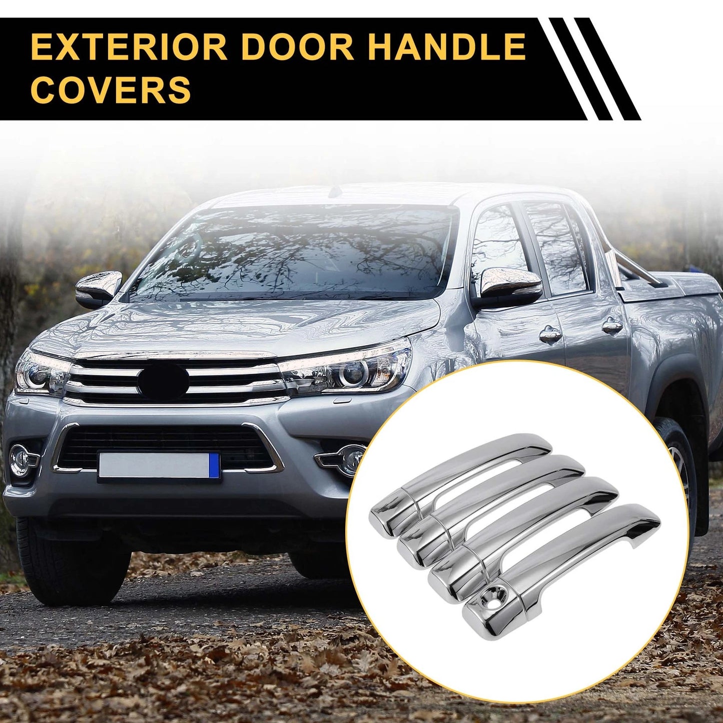 Car Door Handle Protector Set for Toyota Tundra (2007-2020) Silver Tone
